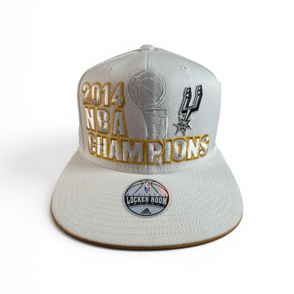 San Antonio Spurs 2014 NBA Champions Locker Room Snapback Hat White Adidas NWT